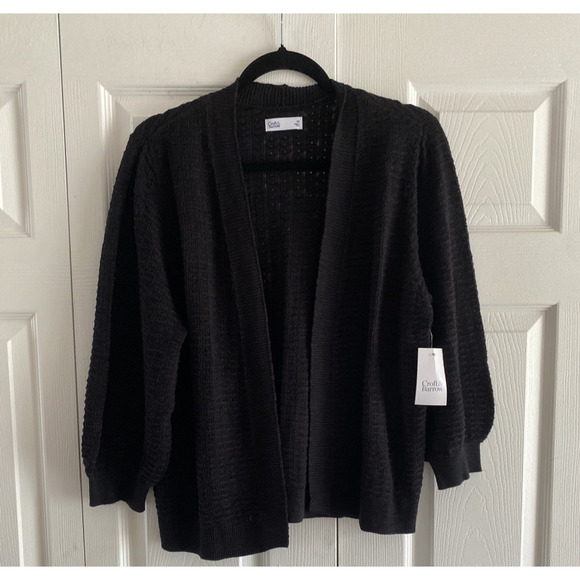 Croft Barrow Womens Medium Black Knit Open Cardigan NEW - Picture 1 of 7